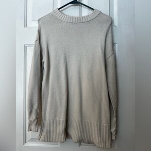 Cozy Long Sleeve Crewneck Sweater in Light Beige